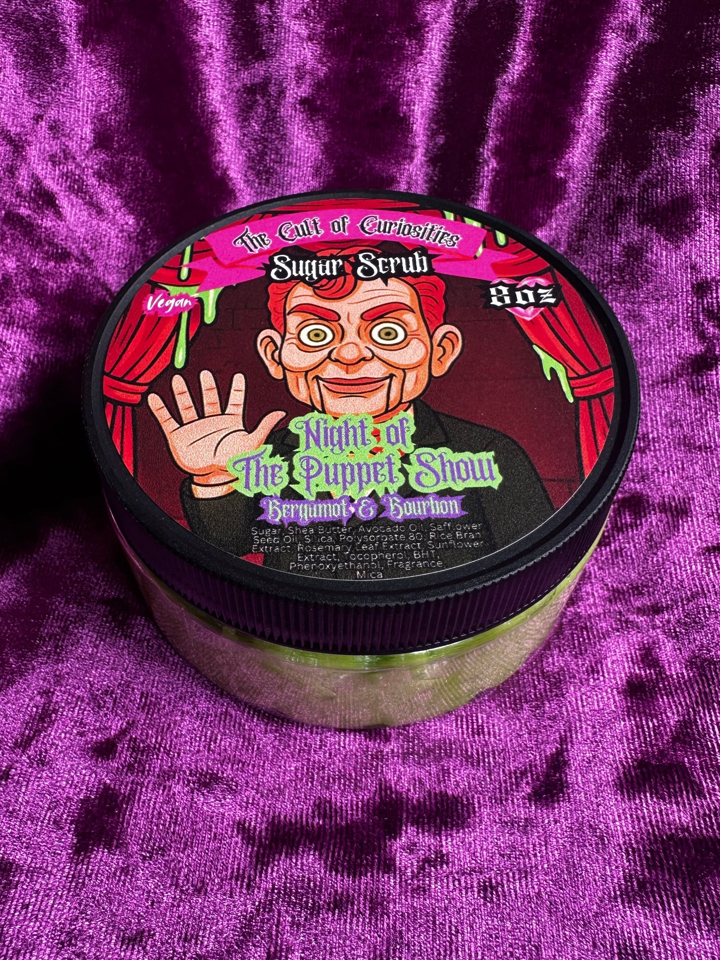 Night of the puppet show 8oz sugar scrub