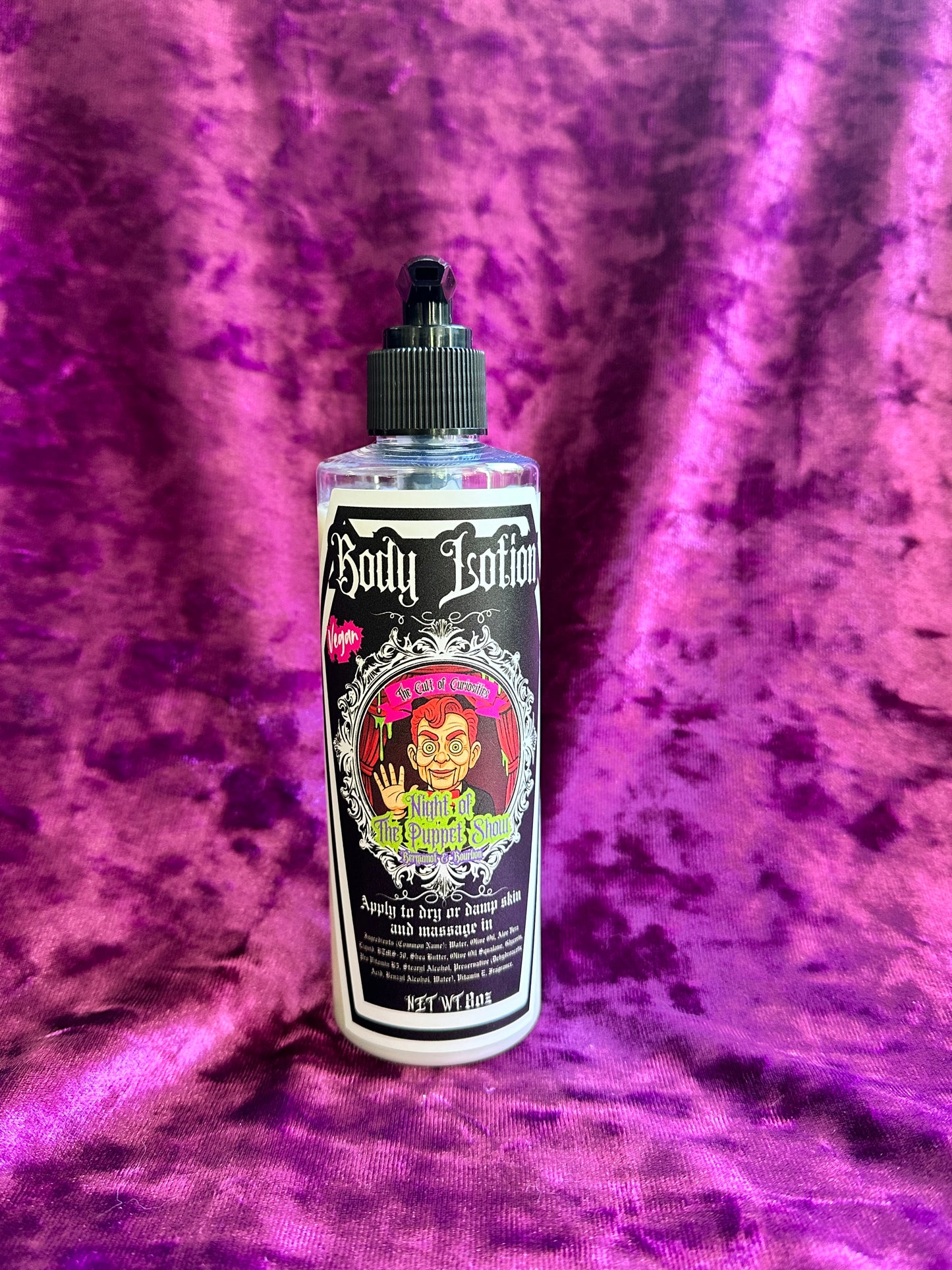 Night of the puppet show 8oz body lotion