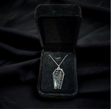 Coffin spider web necklace oddity