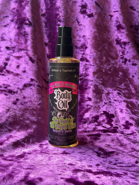 Night of the puppet show 8oz luxe body oil