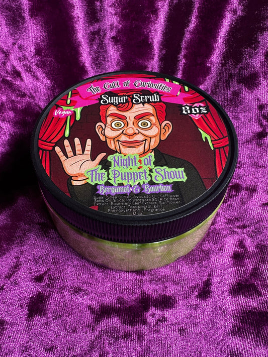 Night of the puppet show 8oz sugar scrub