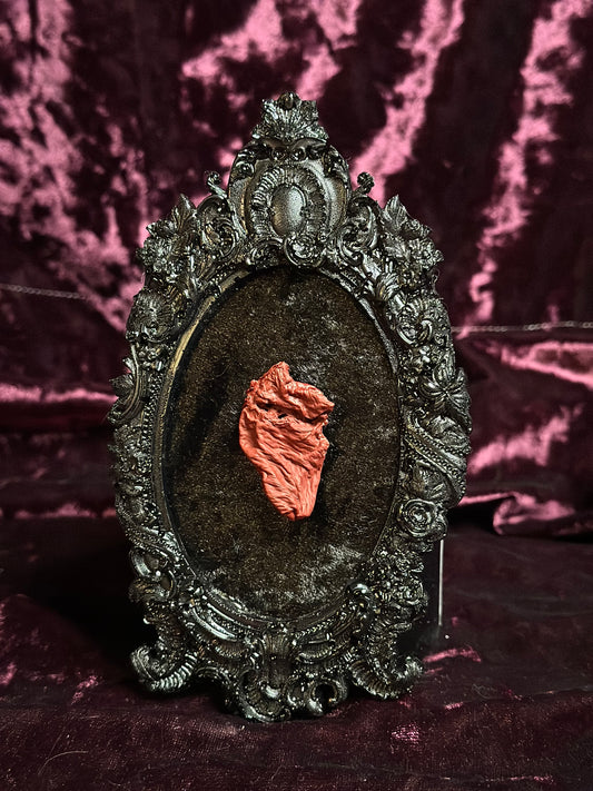 Mummified rabbit heart wall hanging